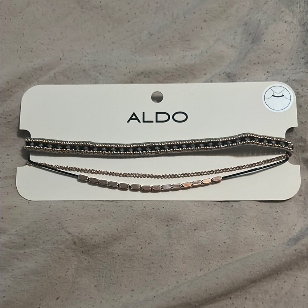 Aldo Elegant Gold and Black Necklace Trio